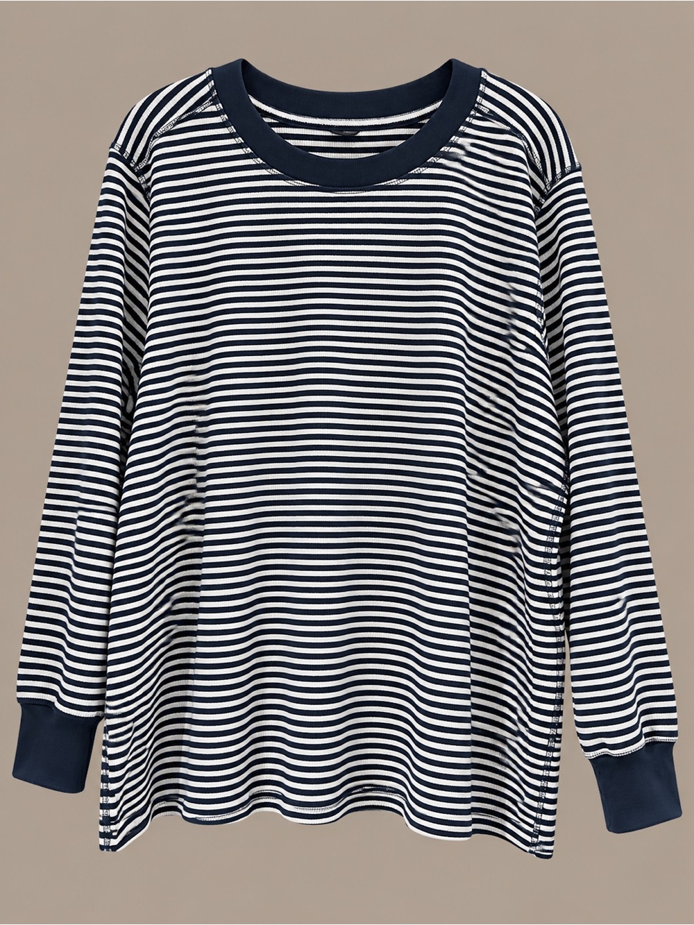 Kids Long Sleeve Navy & White Striped Pajama Top